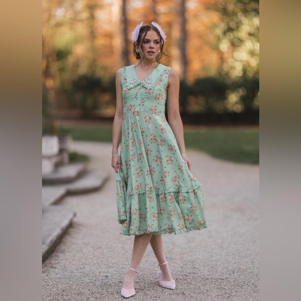 NWT JessaKae Thea Dress Fleur de Swan size 3x Floral Green Sleeveless Dress